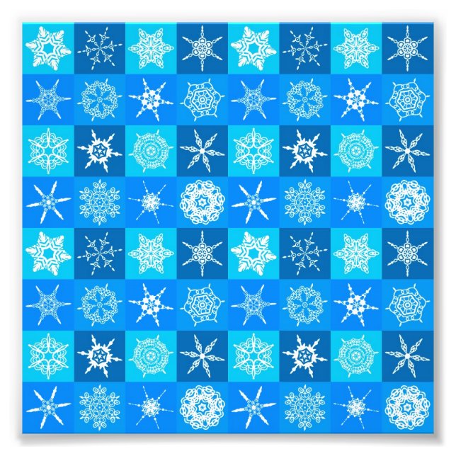 Blue Snowflakes Pattern Photo Print (Front)