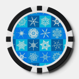 Blue Snowflakes Pattern Poker Chips