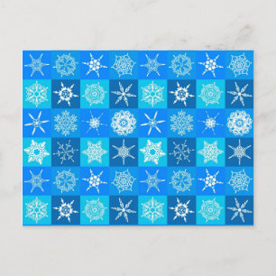 Blue Snowflakes Pattern Postcard