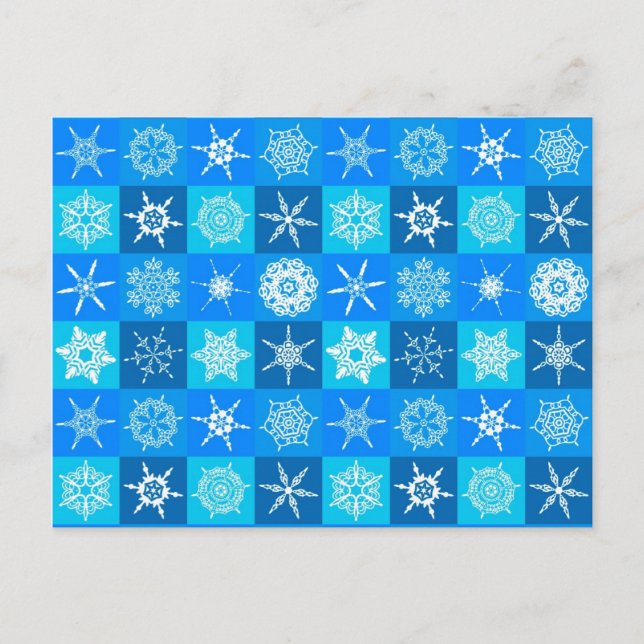 Blue Snowflakes Pattern Postcard (Front)