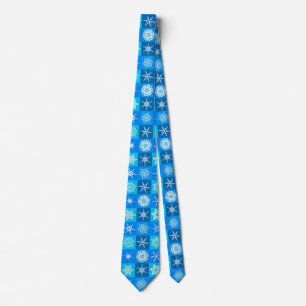 Blue Snowflakes Pattern Tie