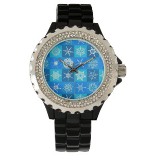 Blue Snowflakes Pattern Watch
