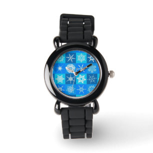 Blue Snowflakes Pattern Watch