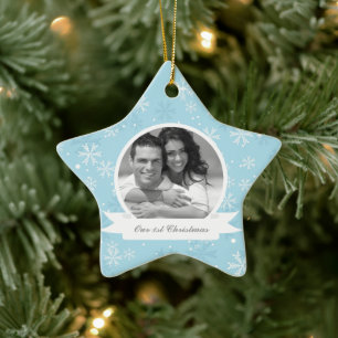 Blue Snowflakes Photo Ornaments