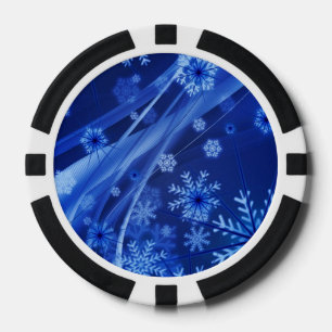 Blue Snowflakes Poker Chips