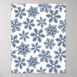 Blue snowflakes poster