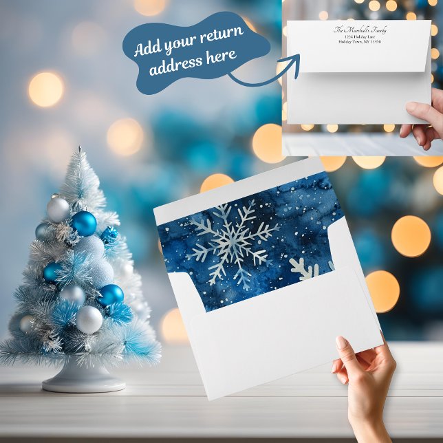 Blue Snowflakes Return Address  Envelope (Blue Snowflakes Return Address Envelope)