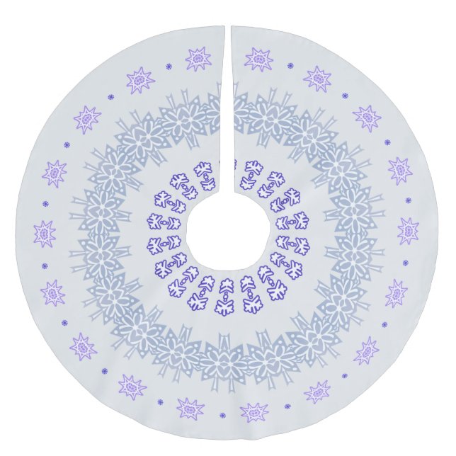 Blue Snowflakes Ring Brushed Polyester Tree Skirt (Front)