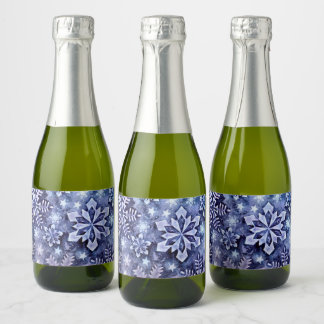 Blue Snowflakes Sparkling Wine Label