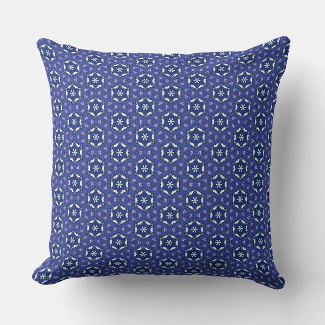 Blue Snowflakes Star Thow Pillow (Front)