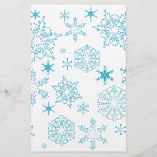 blue snowflakes stationery