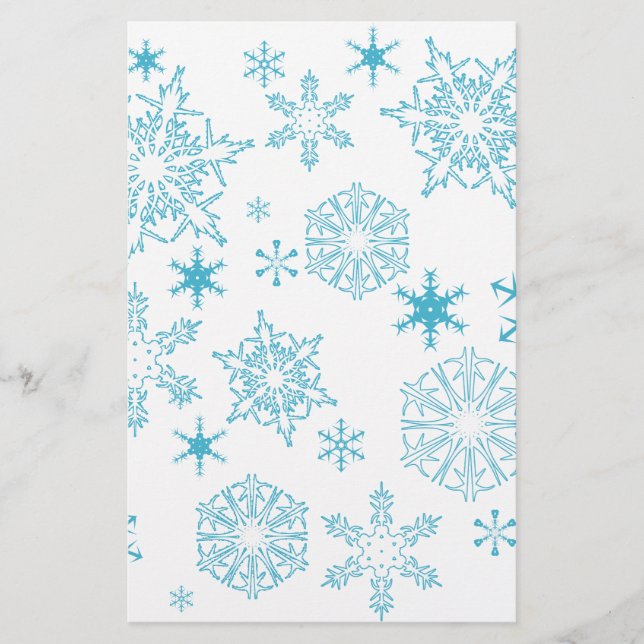 blue snowflakes stationery (Front)