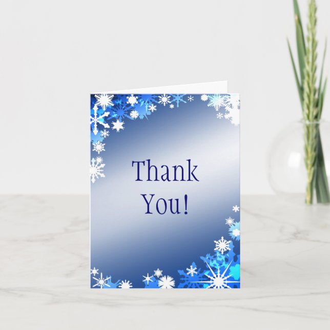 Blue Snowflakes Thank You Card (Front)