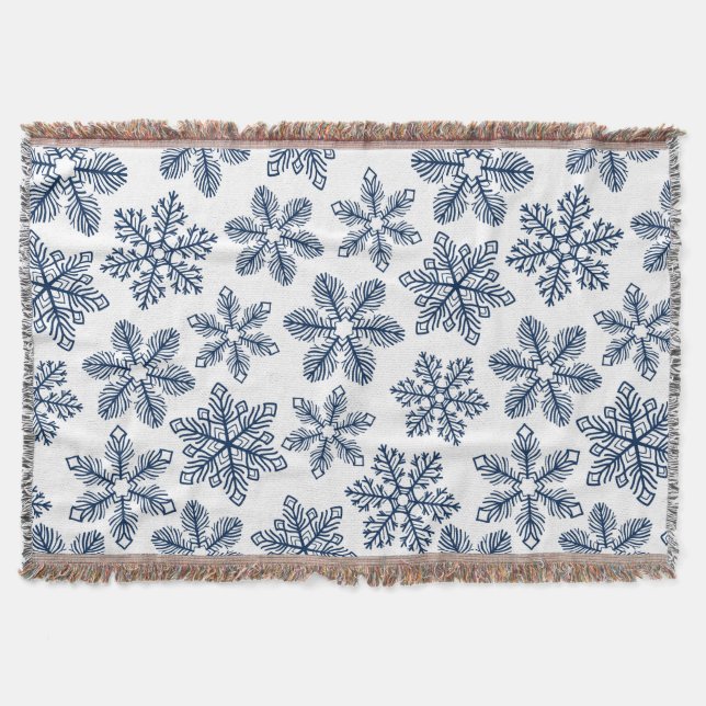 Blue snowflakes throw blanket (Front)