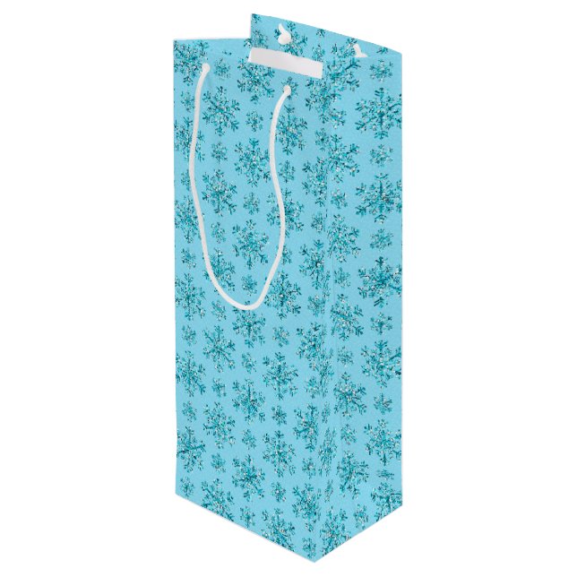BLUE SNOWFLAKES-WINE GIFT BAG (Back Angled)