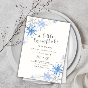 Blue Snowflakes Winter Baby Shower Invitation