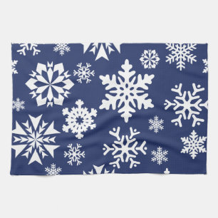 Blue Snowflakes Winter Christmas Holiday Pattern Tea Towel