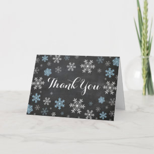 Blue Snowflakes Winter Folded Thank You Card