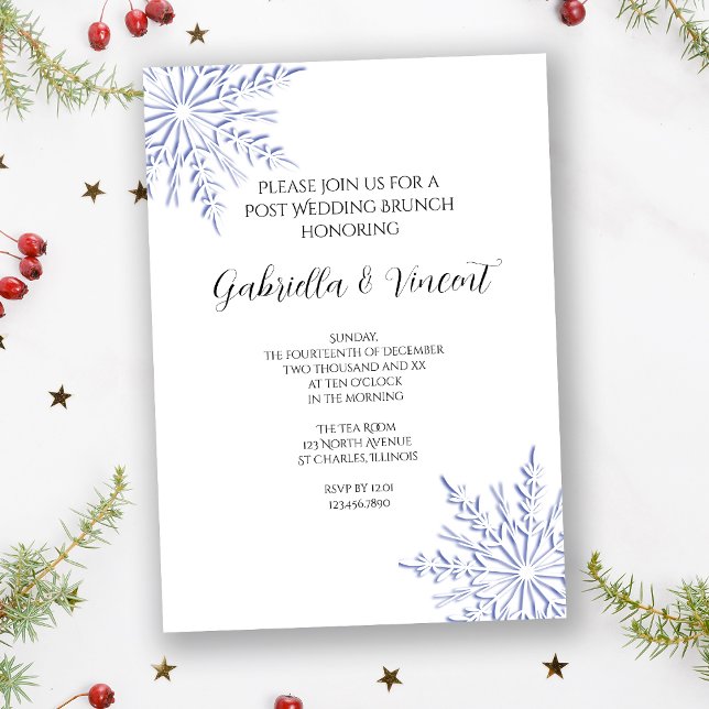 Blue Snowflakes Winter Post Wedding Brunch Invitation (Creator Uploaded)