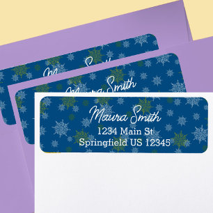 Blue snowflakes winter return address label