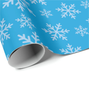 Blue Snowflakes Winter-Themed Presents Seamless Wrapping Paper