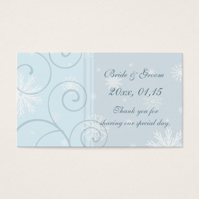 Blue Snowflakes Winter Wedding Favour Tags (Front)