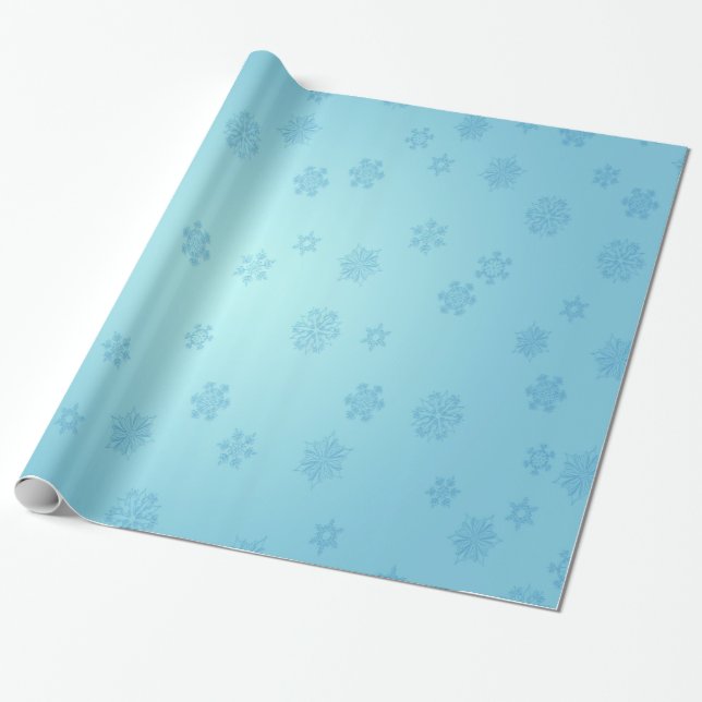 Blue Snowflakes Wrapping Paper (Unrolled)
