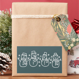 Blue Snowman Christmas Holiday Winter Festive Xmas Rectangular Sticker