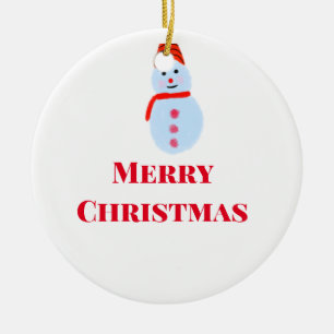 Blue snowman Christmas merry Christmas add name te Ceramic Ornament