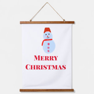 Blue snowman Christmas merry Christmas add name te Hanging Tapestry