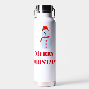 Blue snowman Christmas merry Christmas add name te Water Bottle