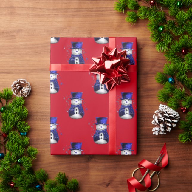 Blue Snowman Christmas Wrapping Paper (Creator Uploaded)