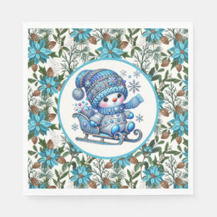 Blue Snowman Napkin