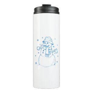 Blue snowman thermal tumbler