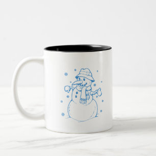 Blue snowman Two-Tone coffee mug