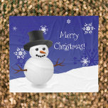 Blue Snowman Winter Scene Christmas Fleece Blanket<br><div class="desc">Keep warm on chilly holiday evenings with this whimsical Blue Snowman Winter Scenery Christmas Fleece Blanket. Blanket design features a happy snowman in a snowy wintry scene against a royal blue background adorned with matching colour snowflakes. Additional gift and holiday items available with this design as well.</div>