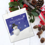 Blue Snowman Winter Scenery Christmas Favour Bags<br><div class="desc">Package gifts this holiday season with a Blue Snowman Winter Scenery Christmas Favour Bag.  Favour bag design features a happy snowman in a snowy wintry scene against a royal blue background adorned with matching colour snowflakes. Additional gift and holiday items available with this design as well.</div>
