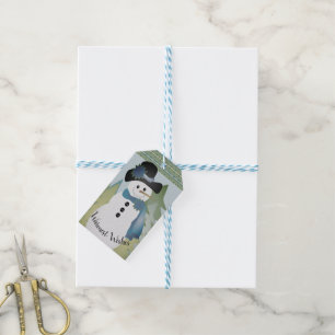 Blue Snowman With Light Blue and White Twine Gift Tags