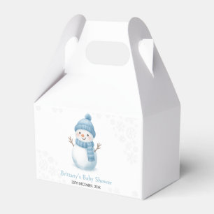 Blue Snowmen Boy Baby Shower Favour Box
