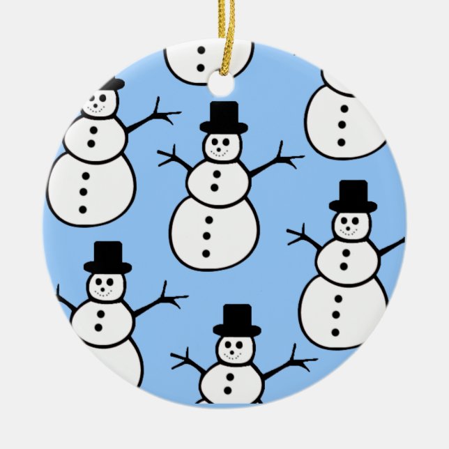 Blue Snowmen Ornament (Front)