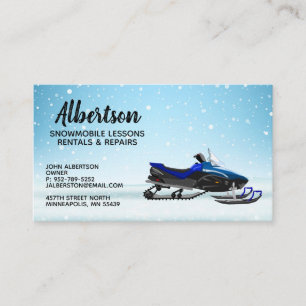 Blue Snowmobile Rental Lessons Business Cards