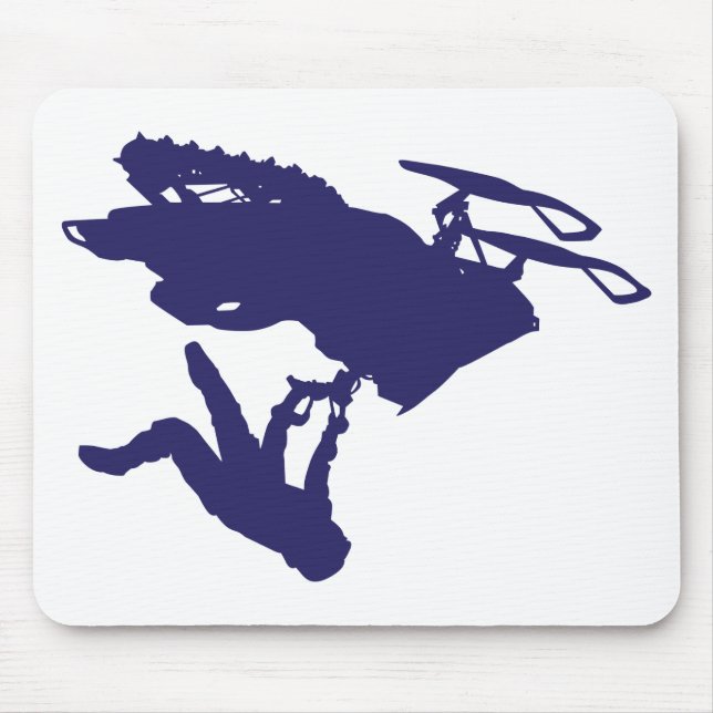 Blue Snowmobiler doing a Back Flip Mouse Pad (Front)