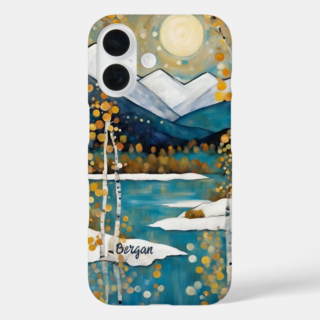 Blue Snowy Mountain Name iPhone / iPad case (Back)