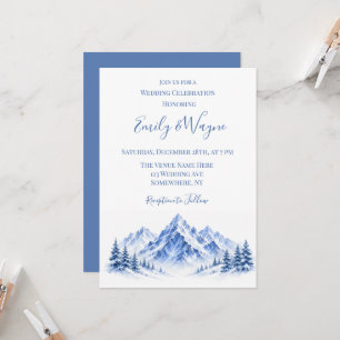 Blue Snowy Mountains Wedding Celebration Invitation