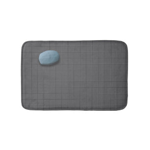 Blue Soap on Grey Tile Bath Mat