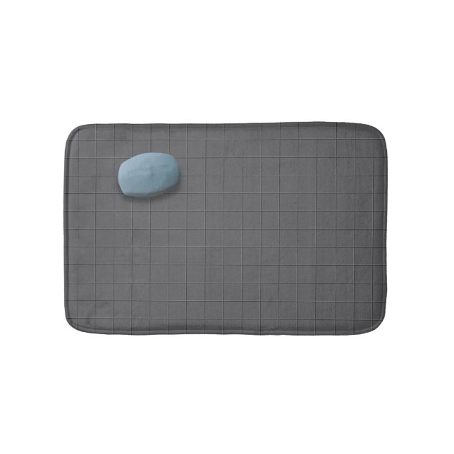Blue Soap on Grey Tile Bath Mat (Front)