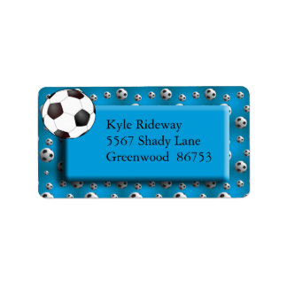 Blue Soccer Ball Address Label