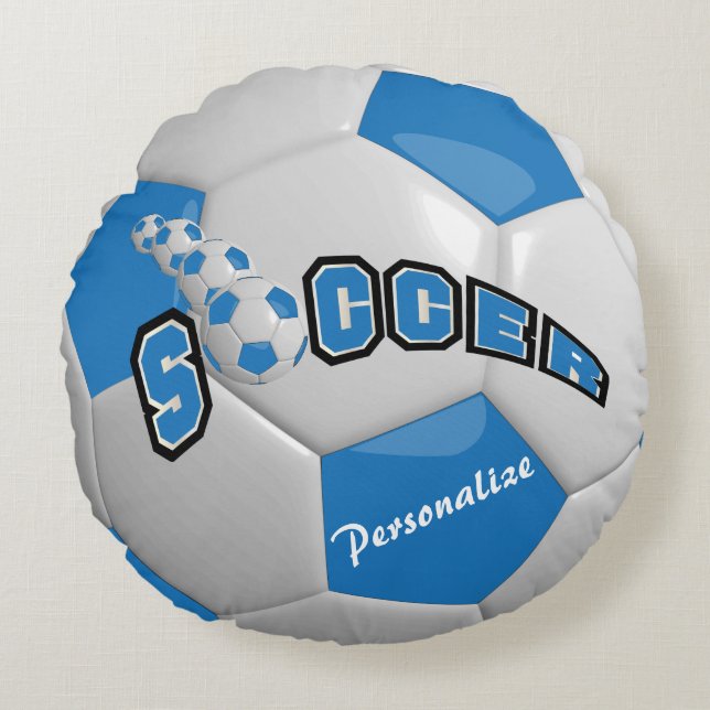 Blue Soccer Ball | DIY Name Round Cushion (Front)