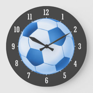 Blue Soccer Ball Large Clock