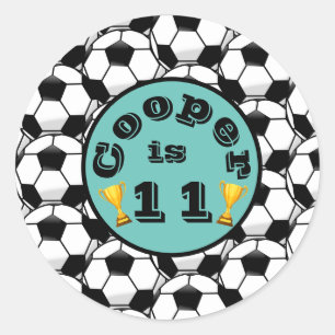 Blue soccer birthday classic round sticker